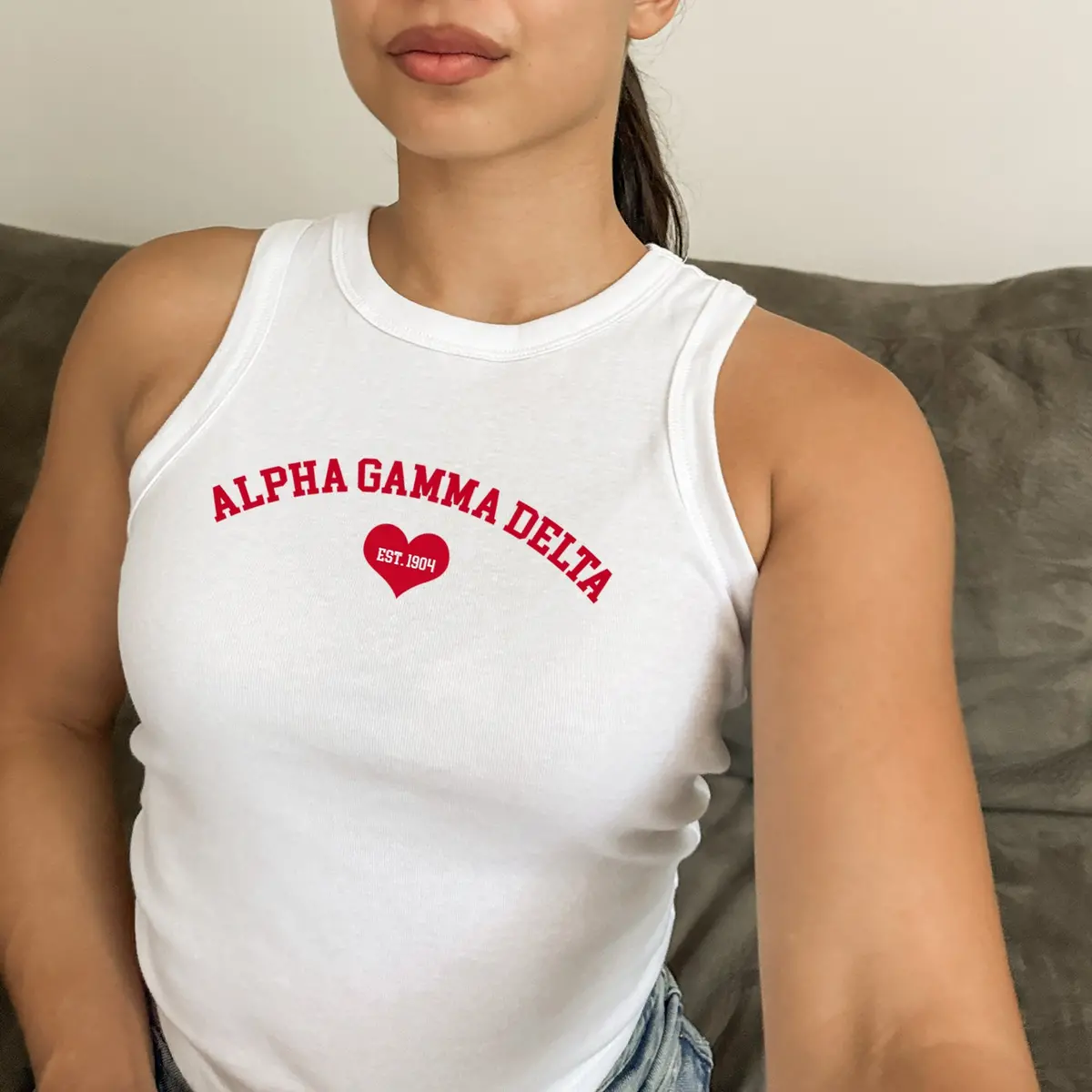 Alpha Gamma Delta Cropped Tank Top 1