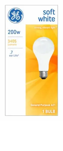 Ge 11585 200 Watt Soft White Light Bulb A21 Incandescent Lamps 1