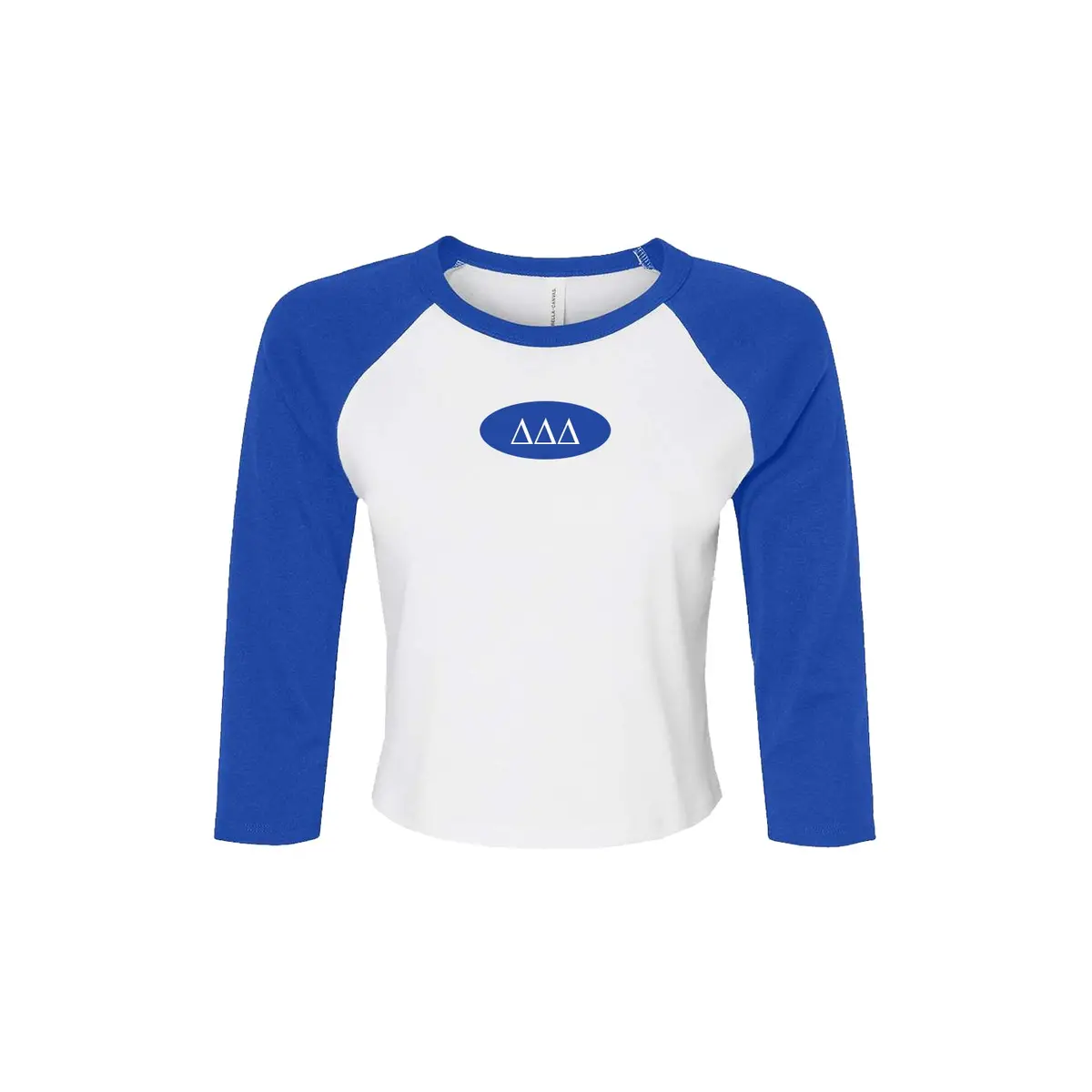 Delta Delta Delta Sorority Raglan Cropped Baby Tee 1