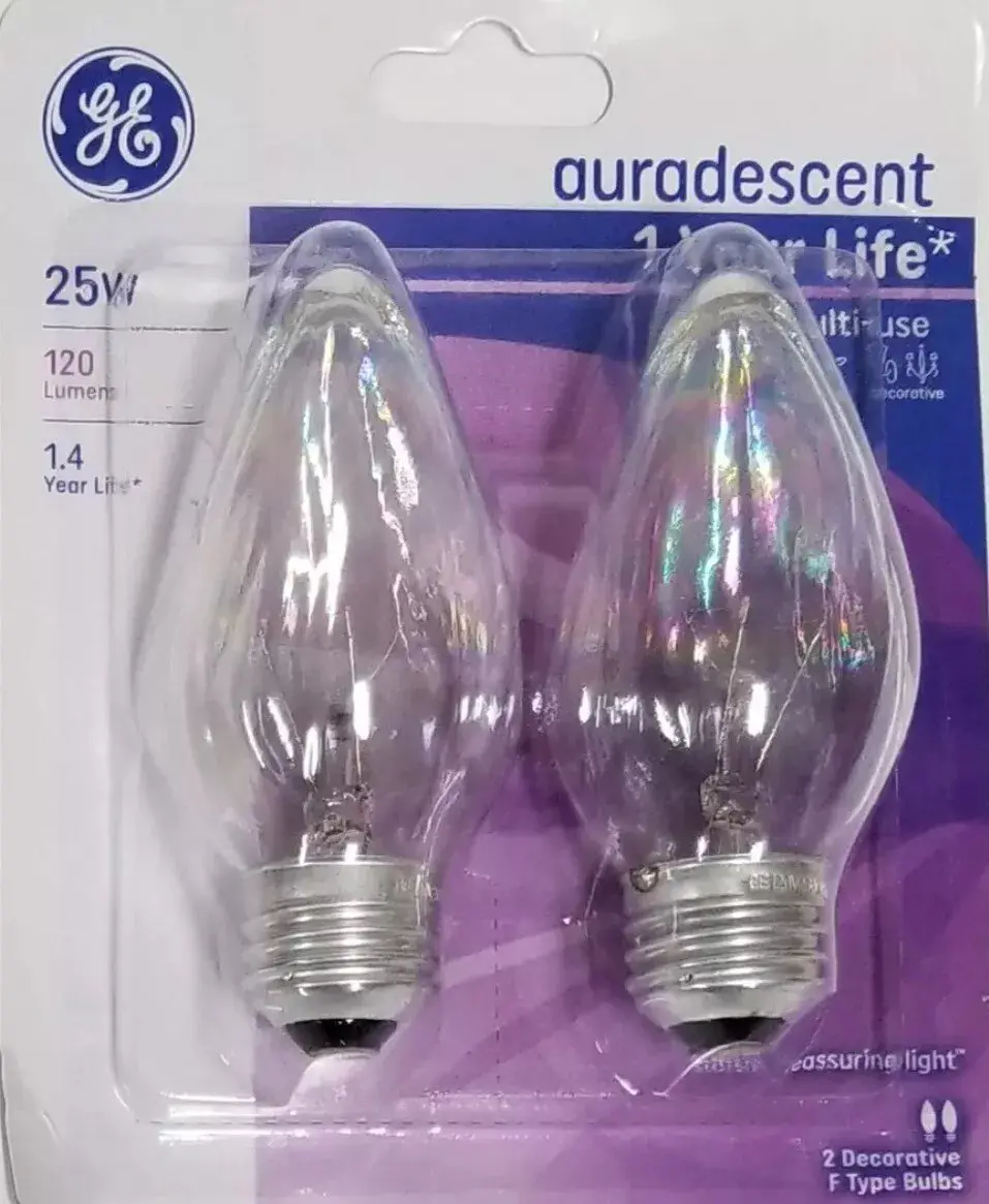 Ge 75340 2-Count Pack Of Flame Shape 25 Watt Auradescent Light Bulbs 1