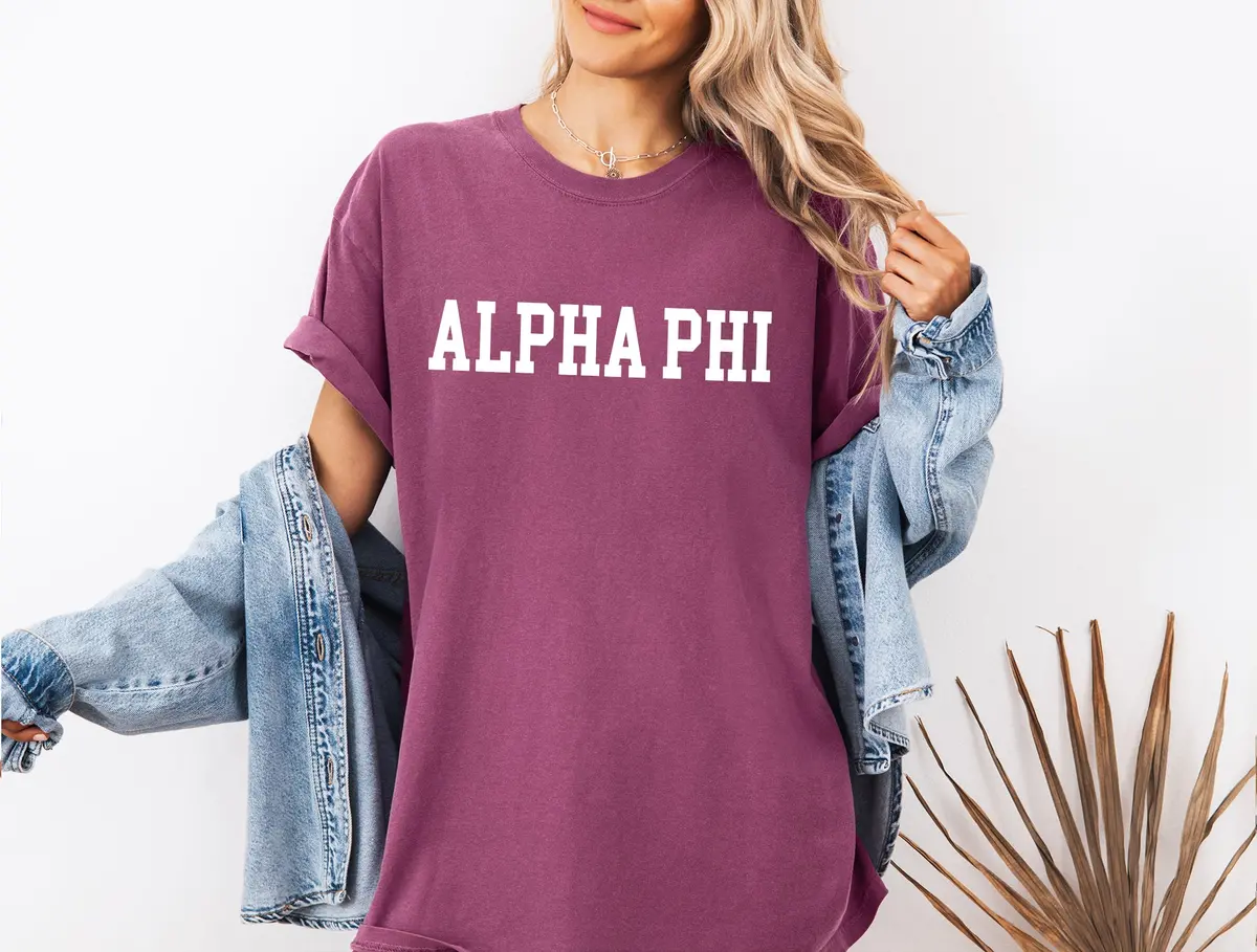 Alpha Phi Heavyweight Short Sleeve T-Shirt - Comfort Colors Sorority Tee 1