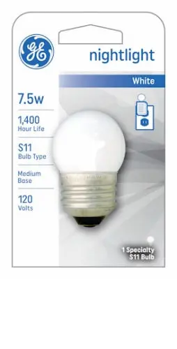 Ge 41267 7.5 Watt White Night Light Bulb Globe Screw In Bulb S11 Style 1