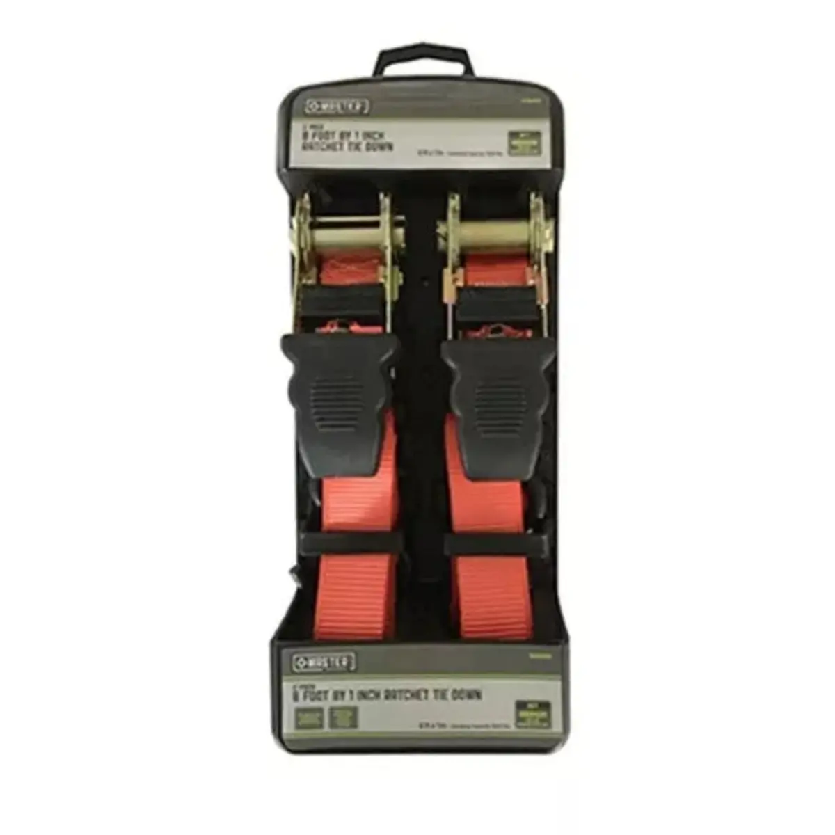 Master Mechanic Mm40 2-Count Pack Of 8' Foot X 1" Inch Motorcycle & Atv Ratchet Straps 1