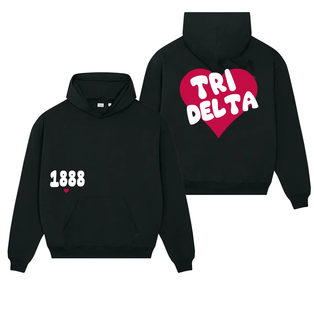 Delta Delta Delta Boxy Heart Pullover Hoodie - Black 1