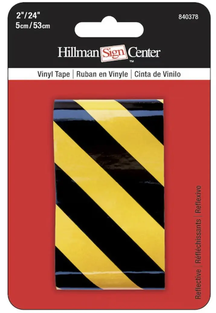Hillman 840378 24" X 2" Reflective Black & Yellow Adhesive Safety Tape - Pack Of 20 1