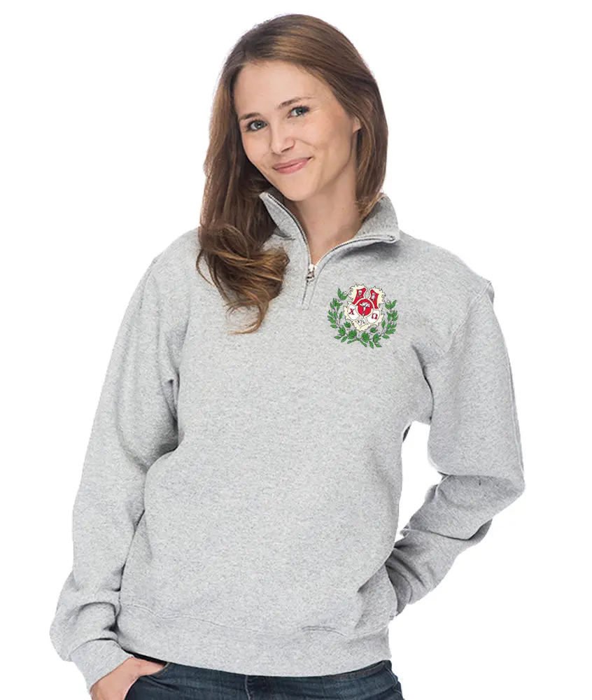 Chi Omega Quarter Zip With Embroidered Crest 1