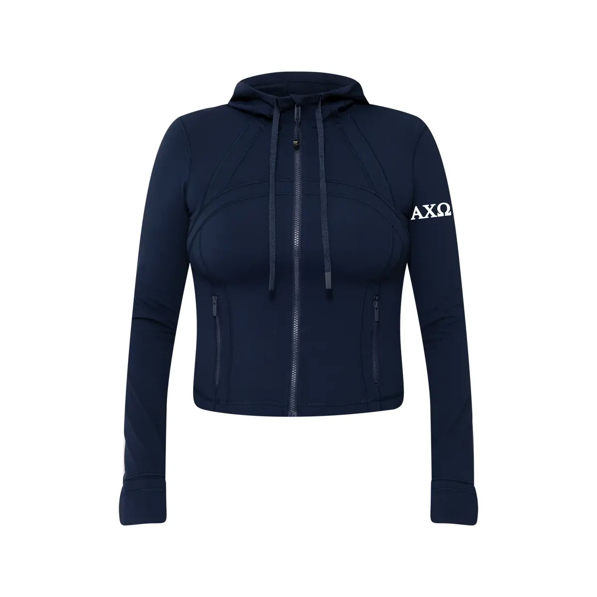 Alpha Chi Omega Lululemon Define Cropped Hooded Jacket Nulu - Navy 1