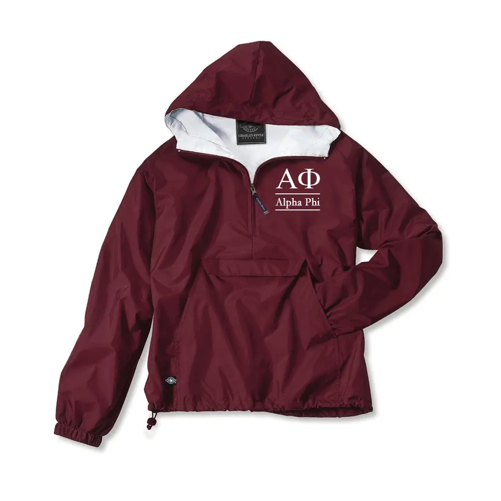 Alpha Phi Classic Solid Pullover Windbreaker - Lined 1