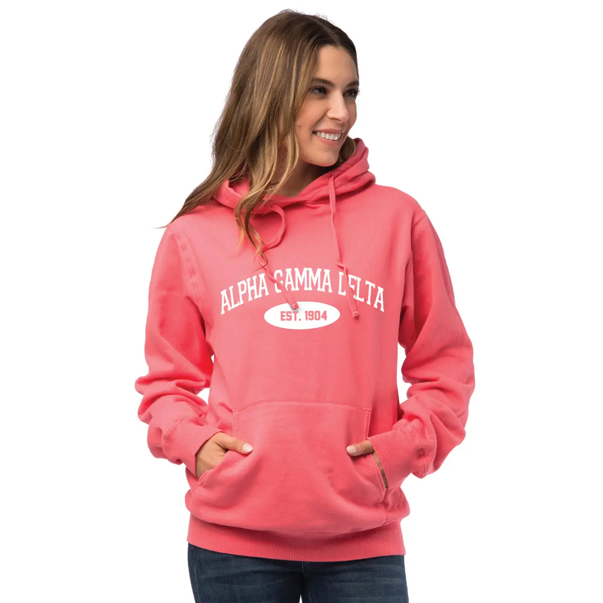Alpha Gamma Delta Hooded Pullover Vintage Sweatshirt 1