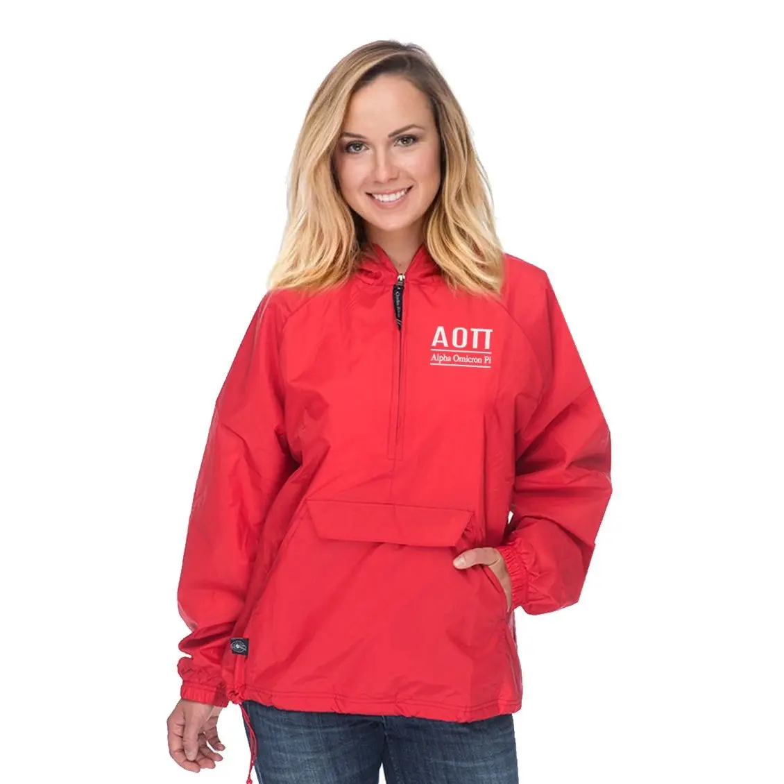 Alpha Omicron Pi Classic Solid Pullover Windbreaker - Lined 1