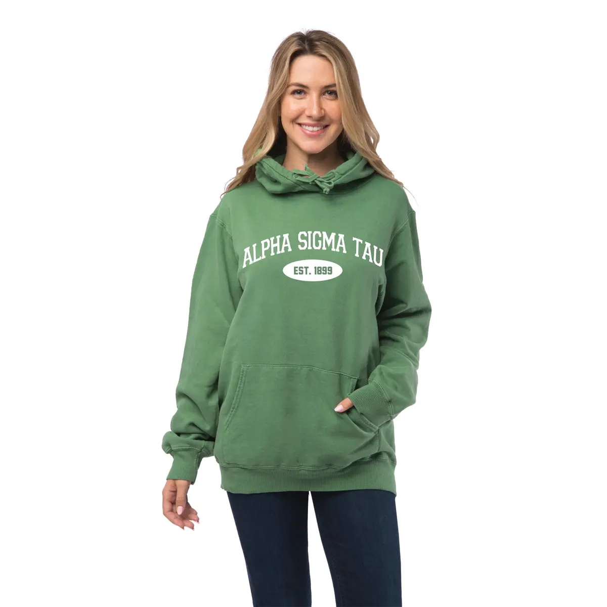 Alpha Sigma Tau Hooded Pullover Vintage Sweatshirt 2
