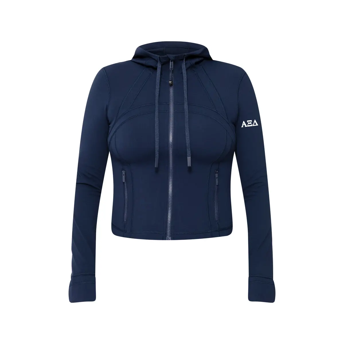 Alpha Xi Delta Lululemon Define Cropped Hooded Jacket Nulu - Navy 1