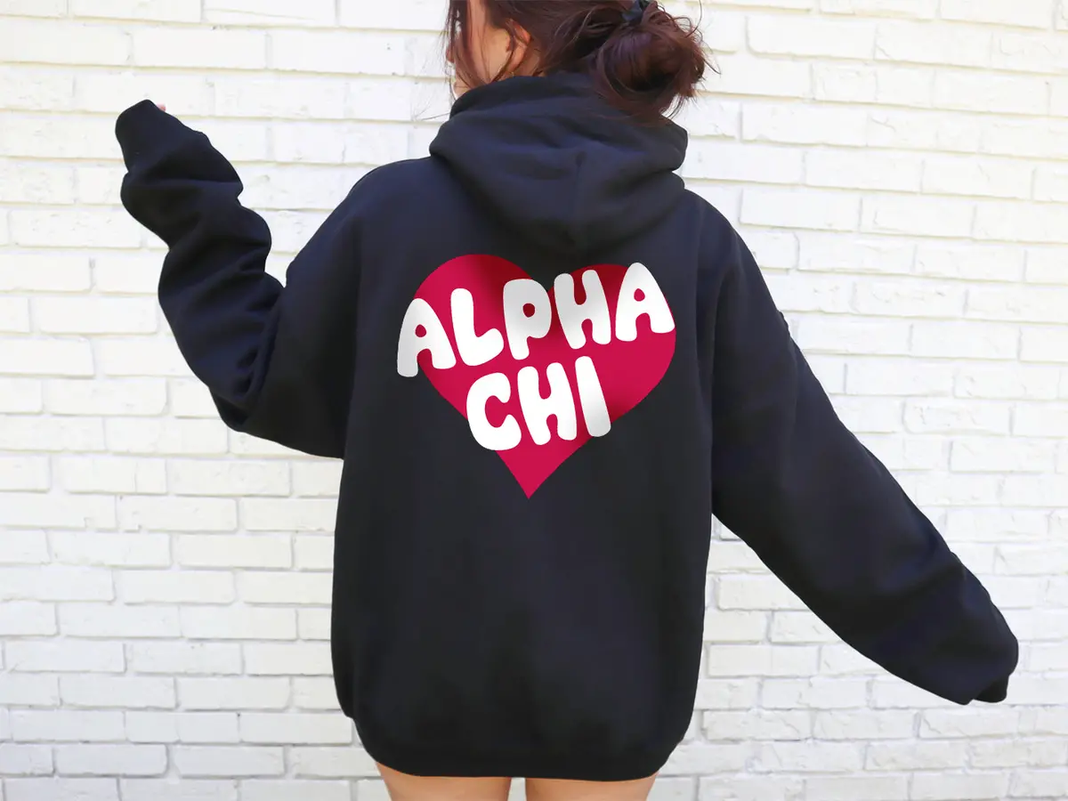 Alpha Chi Omega Boxy Heart Pullover Hoodie 1
