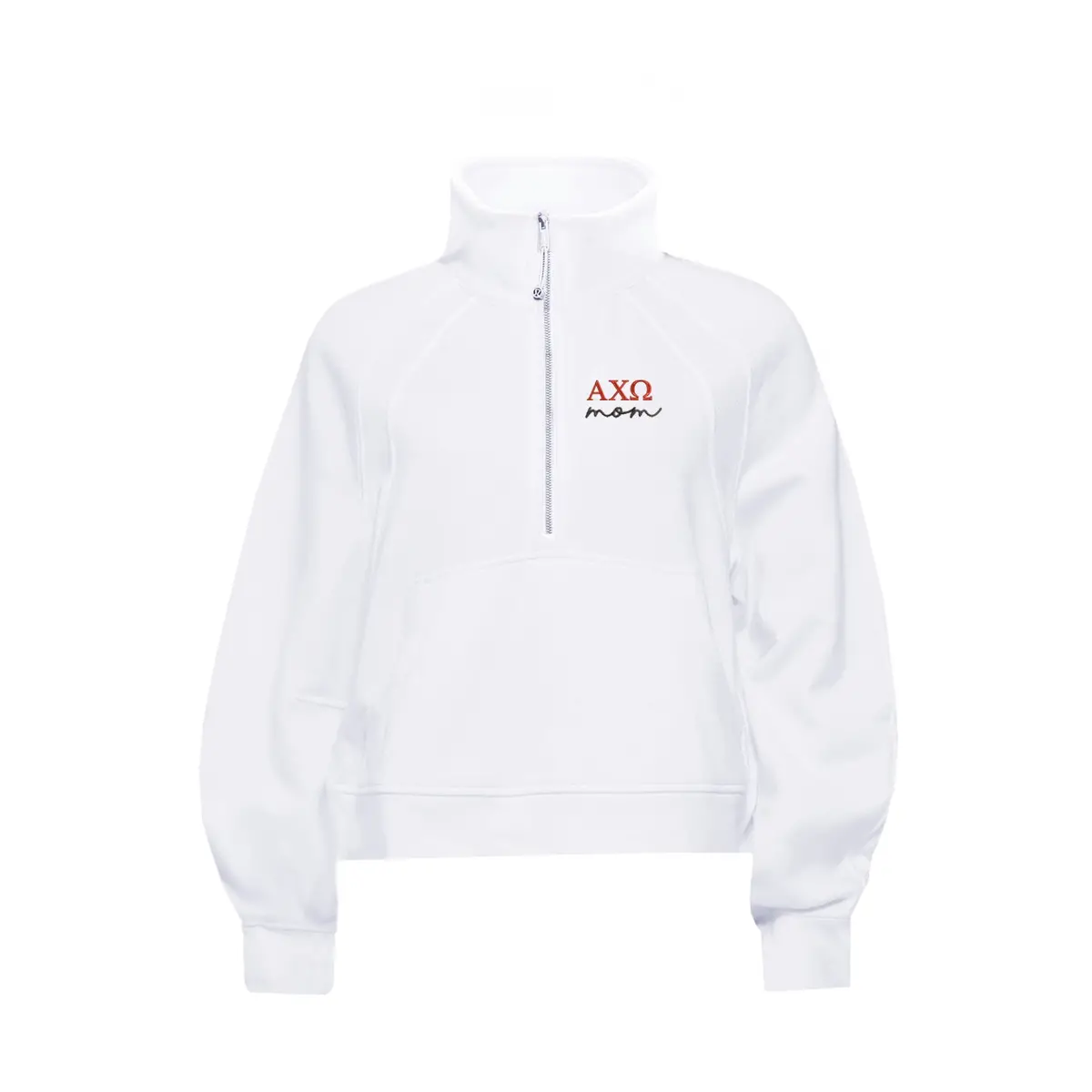 Alpha Chi Omega Mom Lululemon Scuba Oversized Funnel-Neck Half Zip - White 1