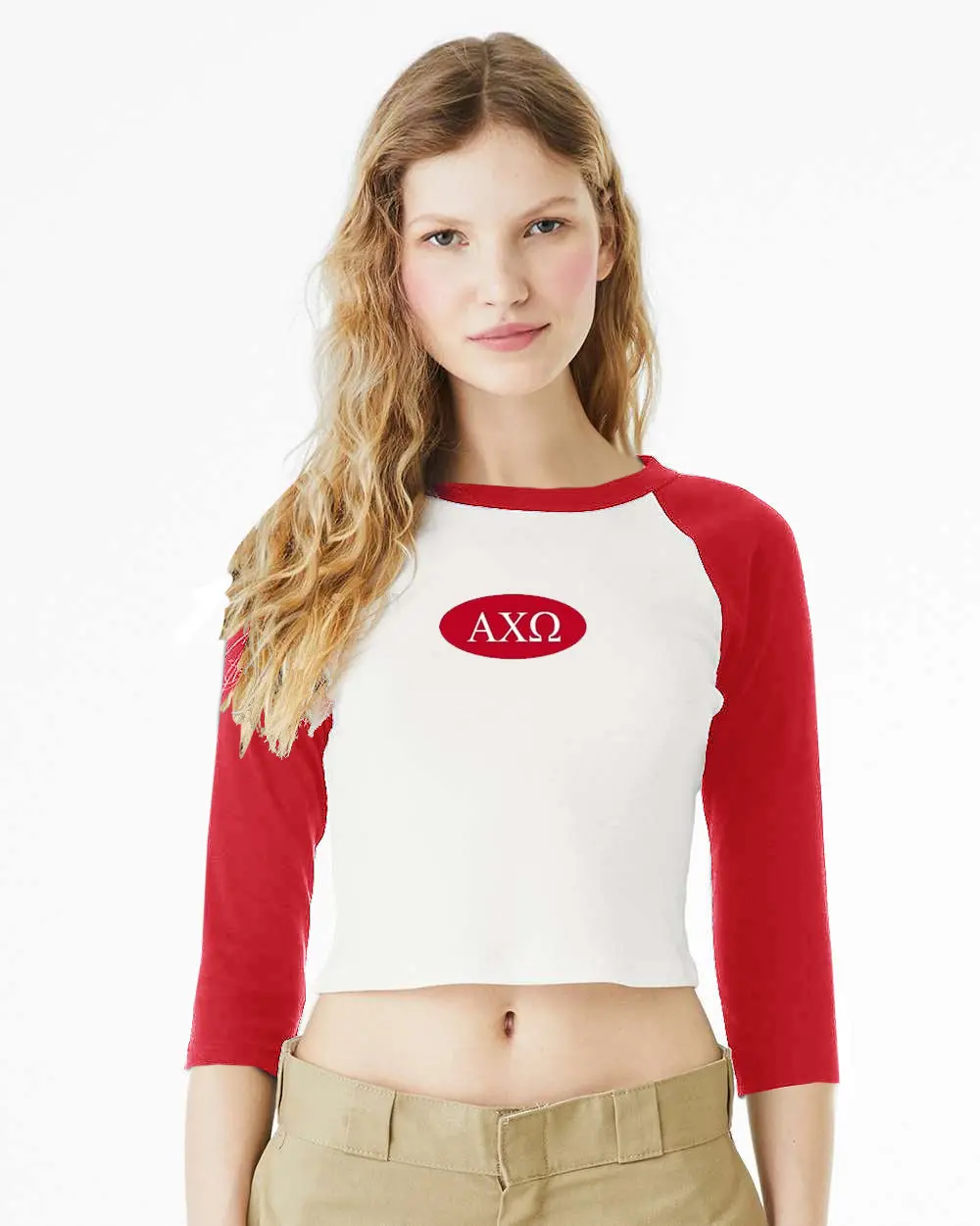 Alpha Chi Omega Sorority Raglan Fitted Baby Tee 1