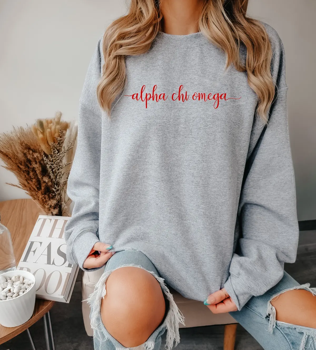 Alpha Chi Omega Crewneck Sweatshirt - Script 1
