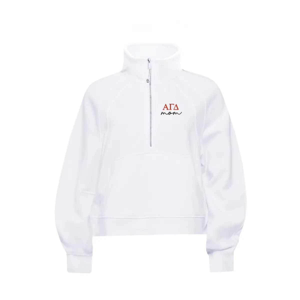Alpha Gamma Delta Mom Lululemon Scuba Oversized Funnel-Neck Half Zip - White 1