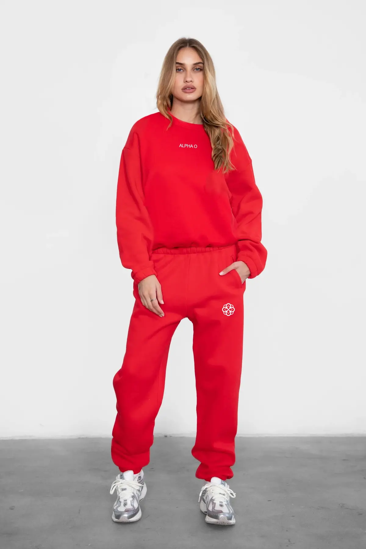 Alpha Omicron Pi Cloud Fleece Joggers - Red 1