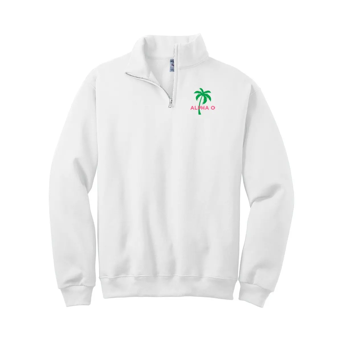 Alpha Omicron Pi Quarter Zip Pullover - Alpha O Palm Tree 1