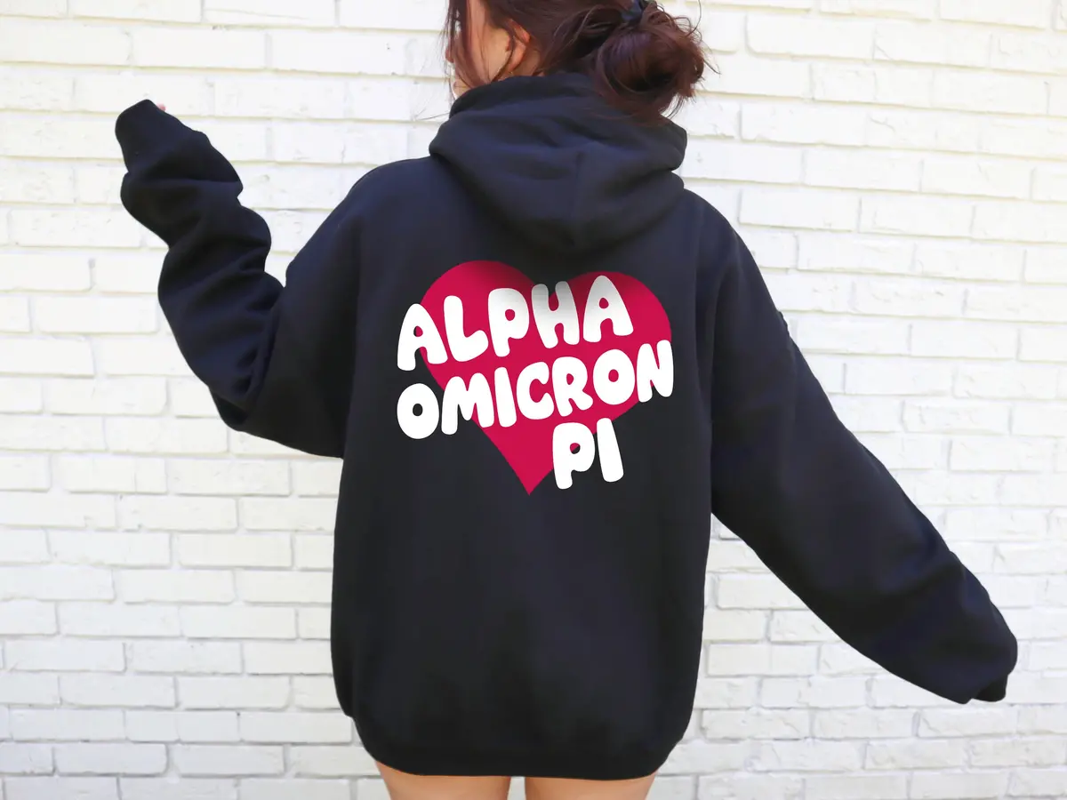 Alpha Omicron Pi Boxy Heart Pullover Hoodie 1