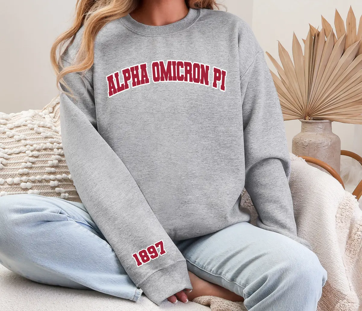 Alpha Omicron Pi Varsity Crewneck 1897 1