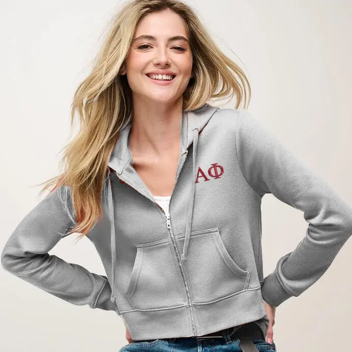 Alpha Phi Cropped Zip Up Hoodie 1