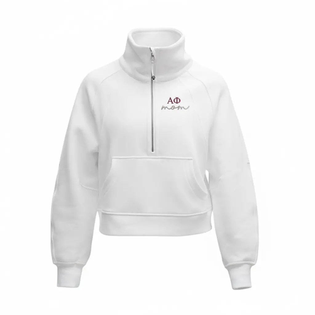 Alpha Phi Mom Lululemon Scuba Oversized Funnel-Neck Half Zip - White 1