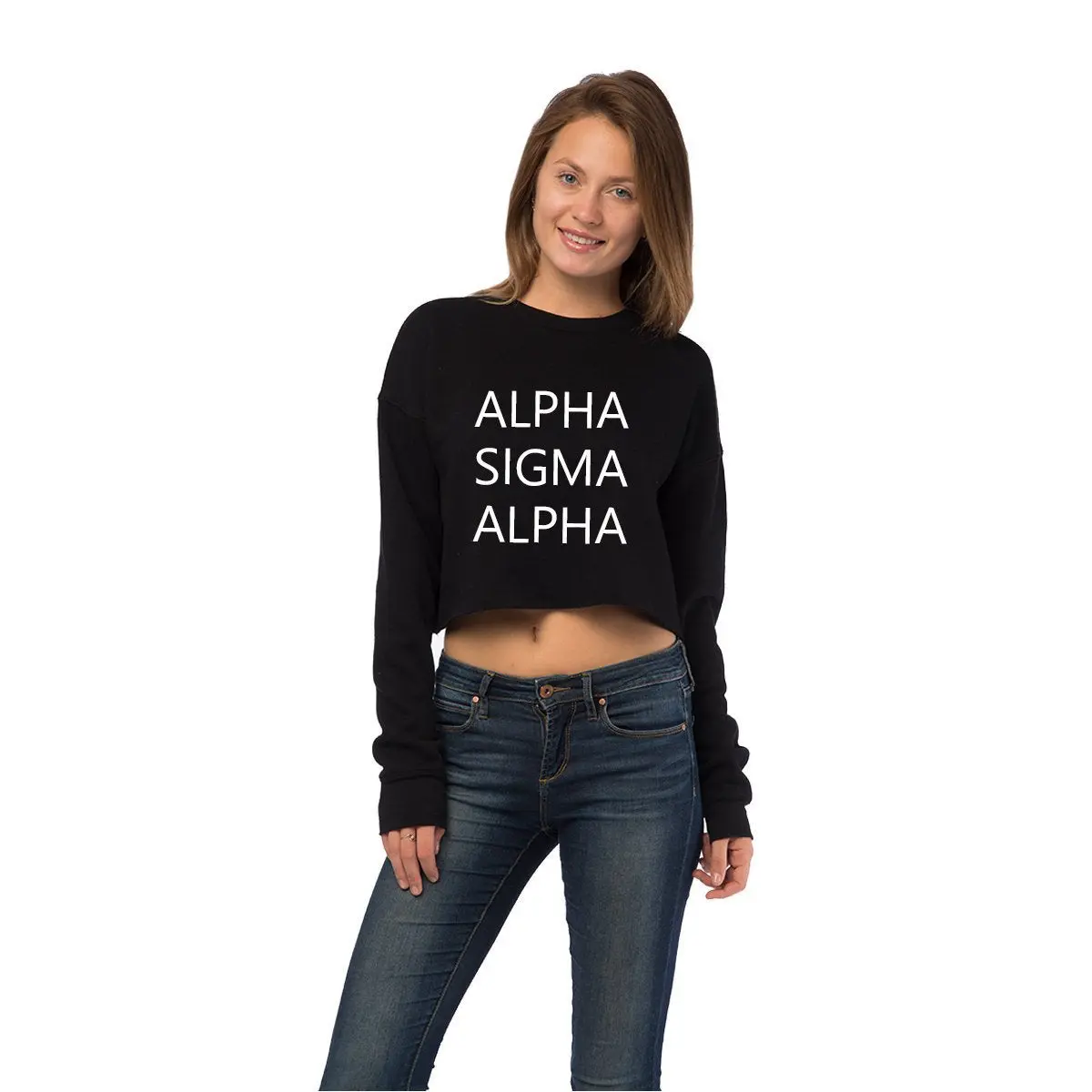 Alpha Sigma Alpha Cropped Crew Fleece 1