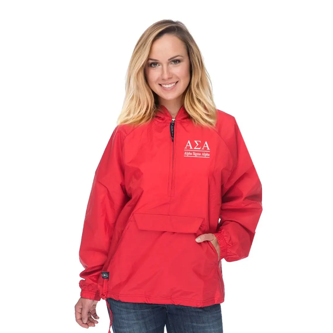 Alpha Sigma Alpha Classic Solid Pullover Windbreaker - Lined 1