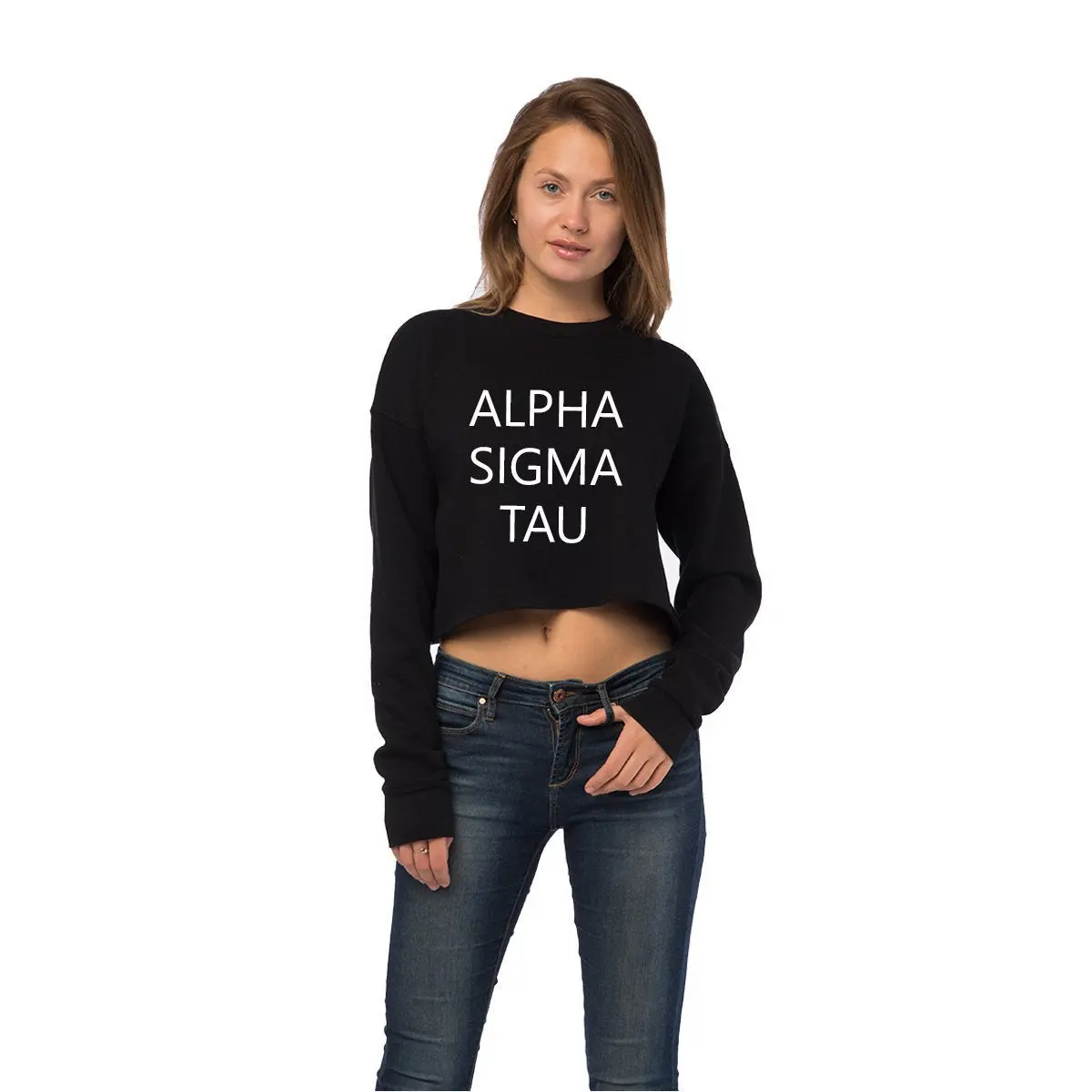 Alpha Sigma Tau Cropped Crew Fleece 1