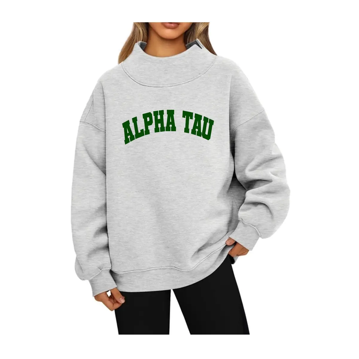 Alpha Sigma Tau Mock Neck Sweatshirt - Alpha Tau 1