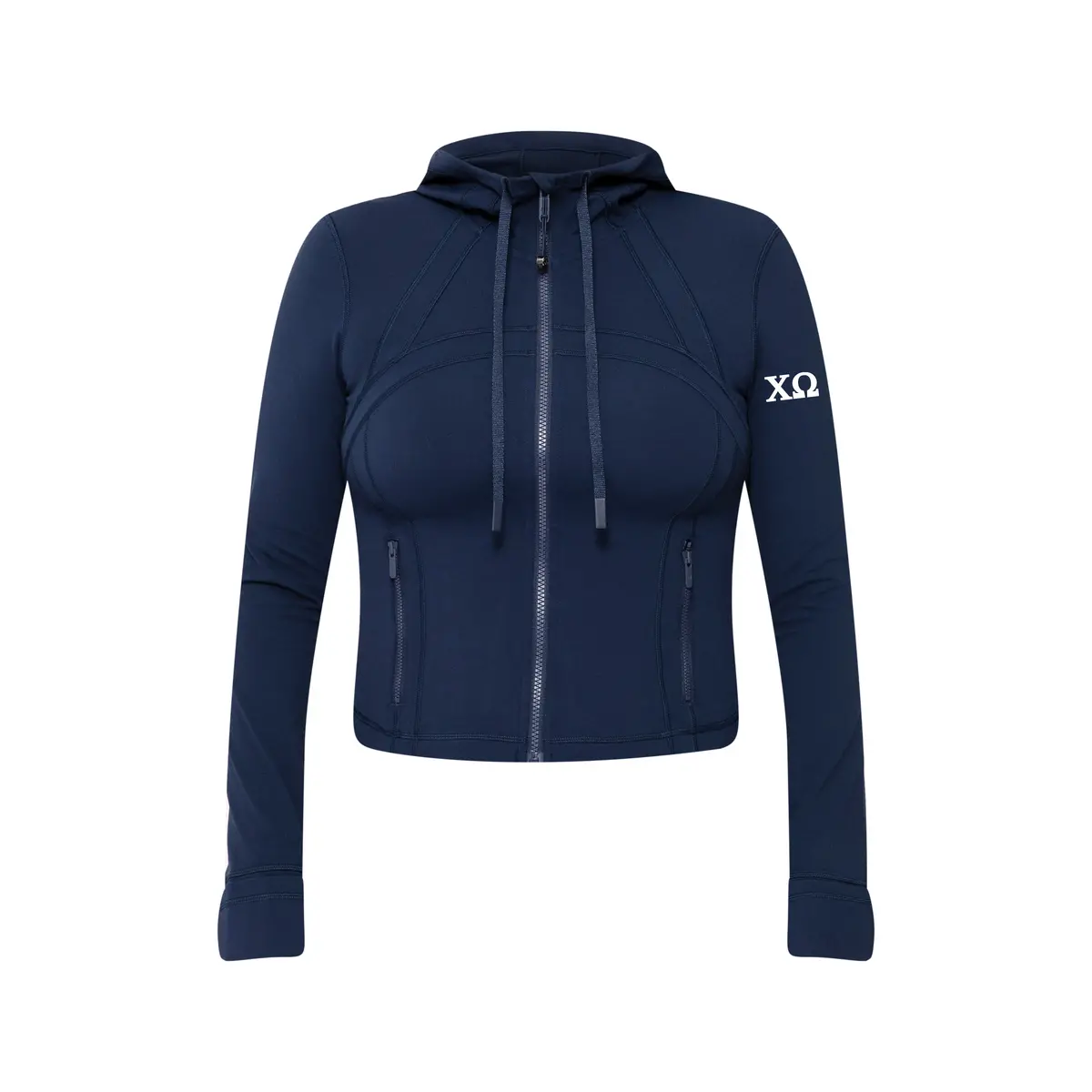 Chi Omega Lululemon Define Cropped Hooded Jacket Nulu - Navy 1