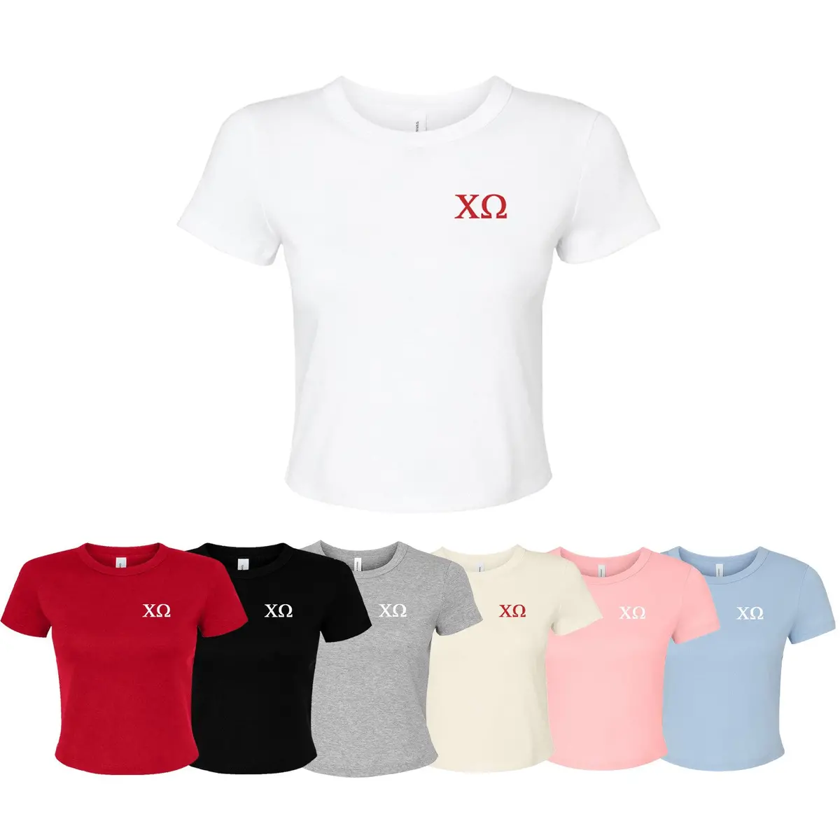 Chi Omega Cropped Baby Rib Tee - Xo 7