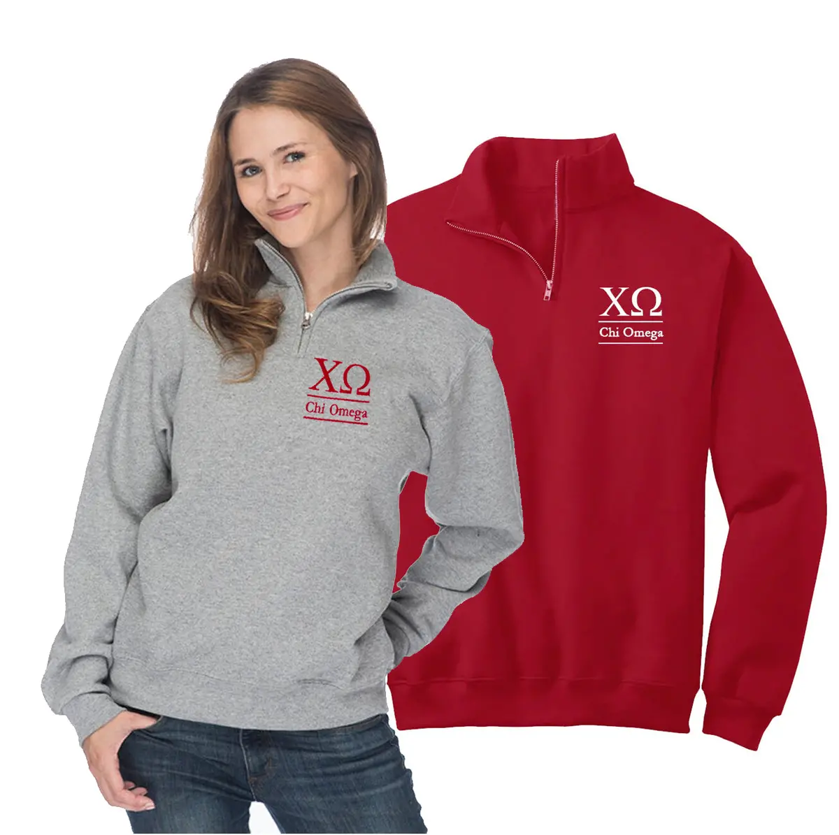 Chi Omega Quarter Zip Pullover 1