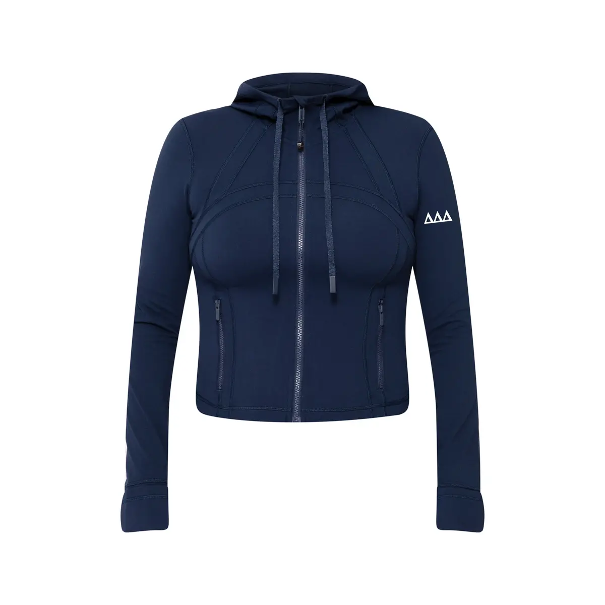 Delta Delta Delta Lululemon Define Cropped Hooded Jacket Nulu - Navy 1