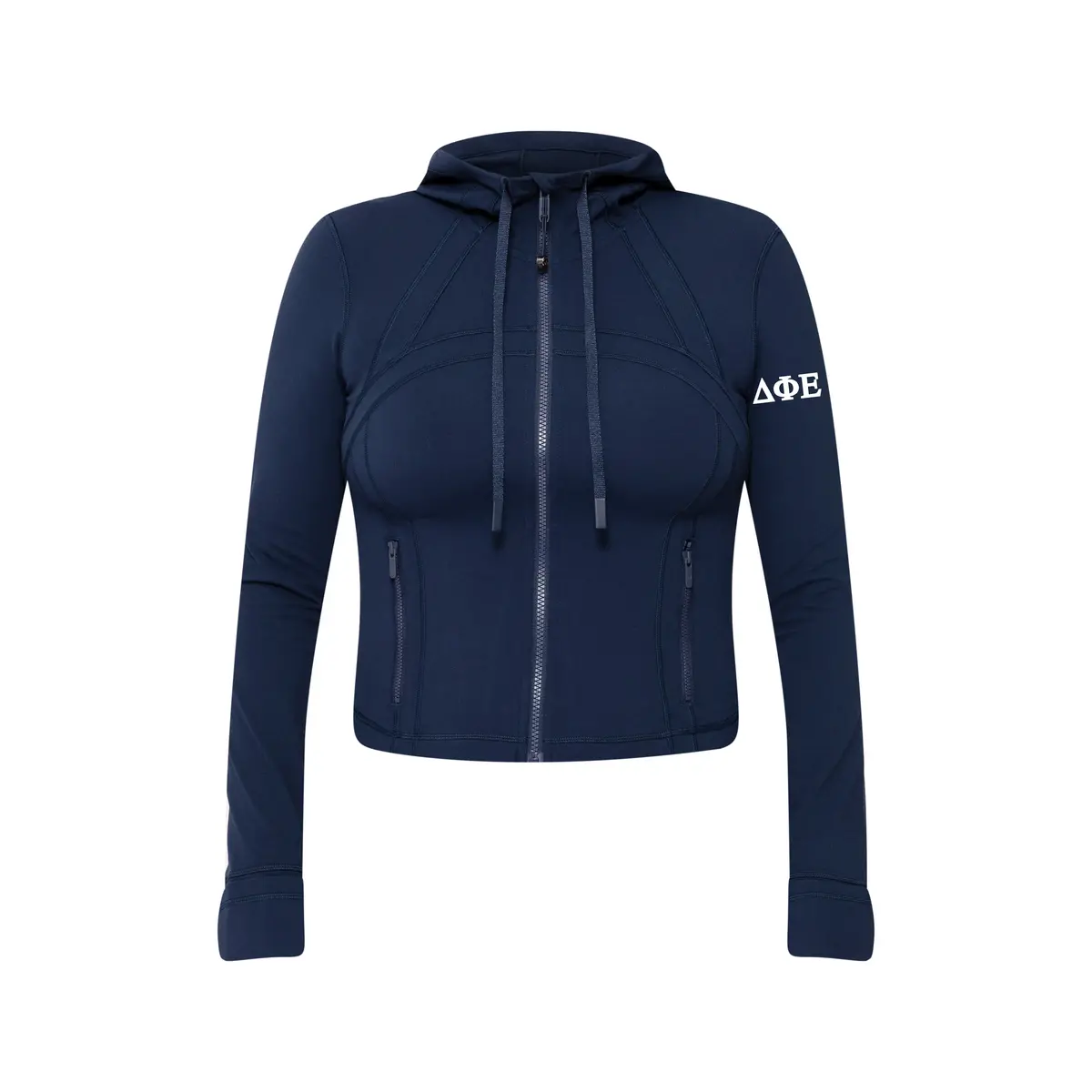 Delta Phi Epsilon Lululemon Define Cropped Hooded Jacket Nulu - Navy 1