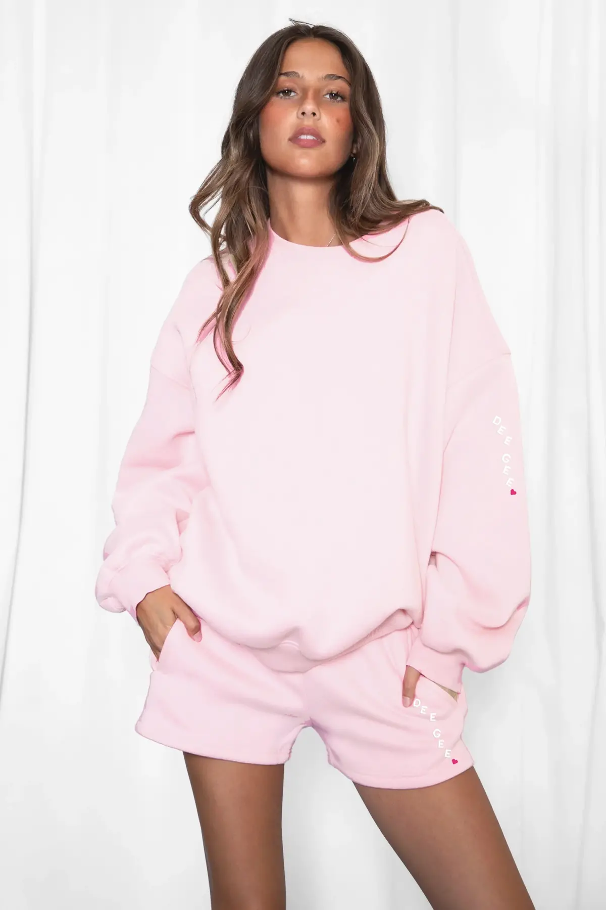 Delta Gamma Cloud Fleece Crewneck - Pink 1