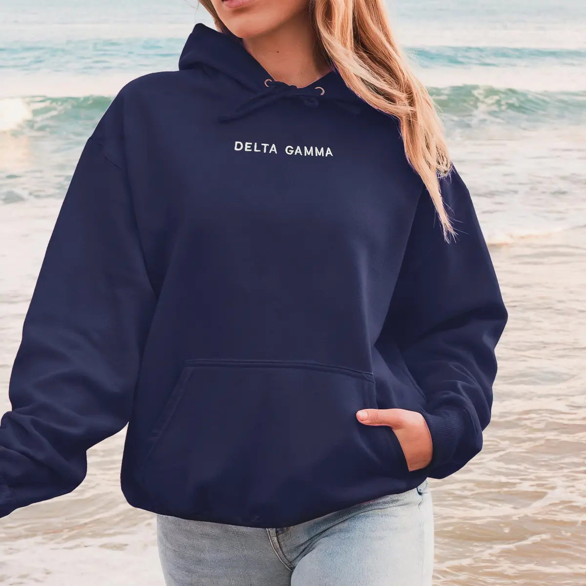 Delta Gamma Oversized Pullover Hoodie With Wordmark 1