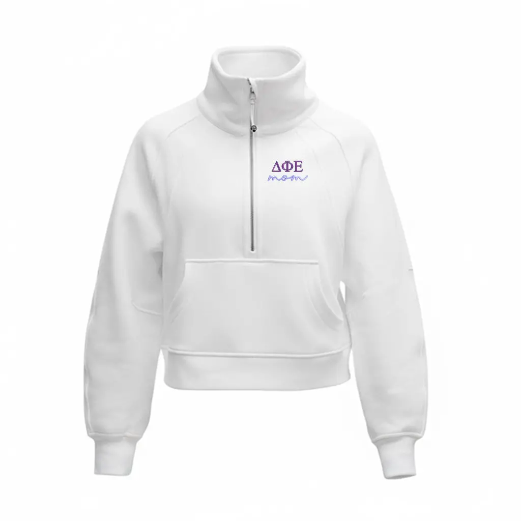 Delta Phi Epsilon Mom Lululemon Scuba Oversized Funnel-Neck Half Zip - White 1