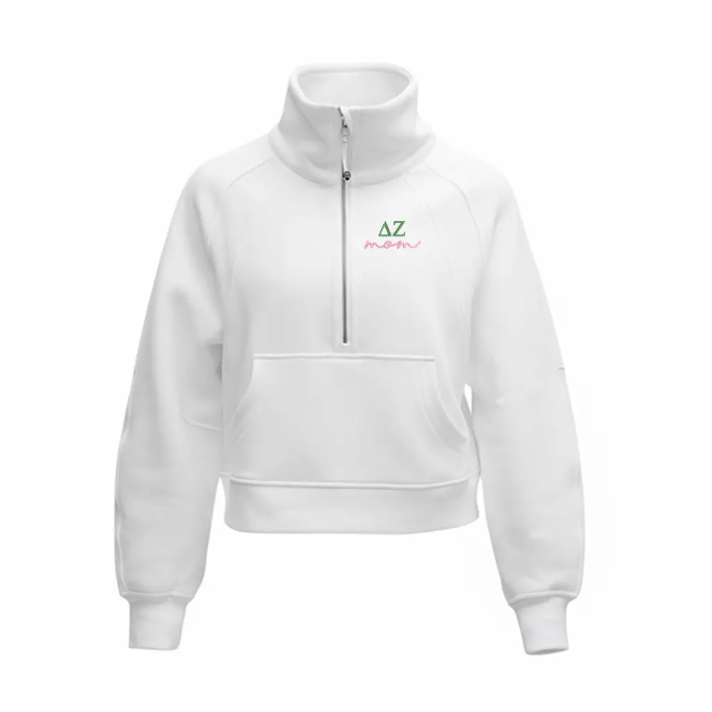 Delta Zeta Mom Lululemon Scuba Oversized Funnel-Neck Half Zip - White 1