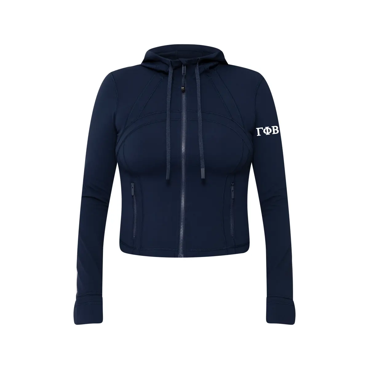 Gamma Phi Beta Lululemon Define Cropped Hooded Jacket Nulu - Navy 1