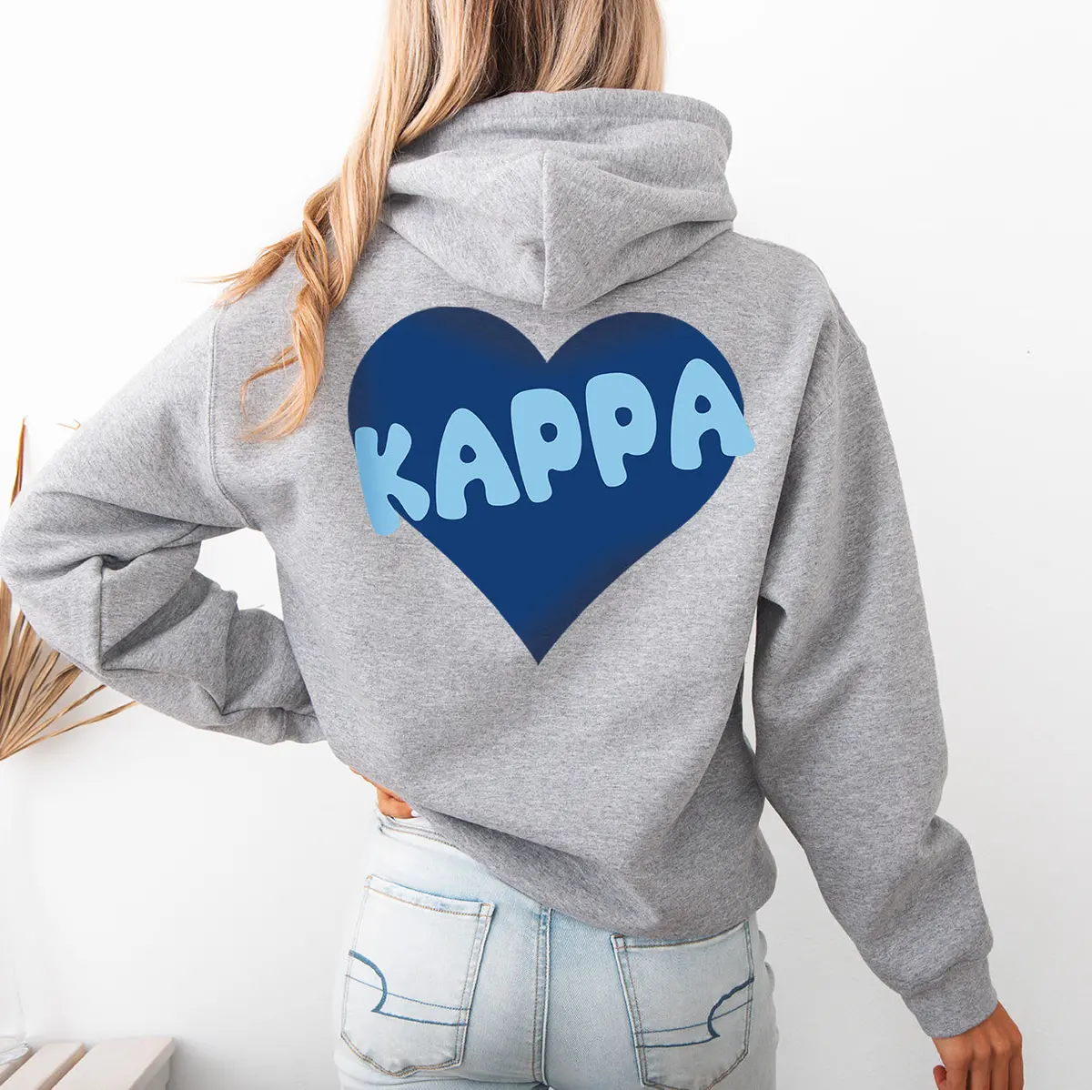 Kappa Kappa Gamma Boxy Heart Pullover Hoodie - Grey 1