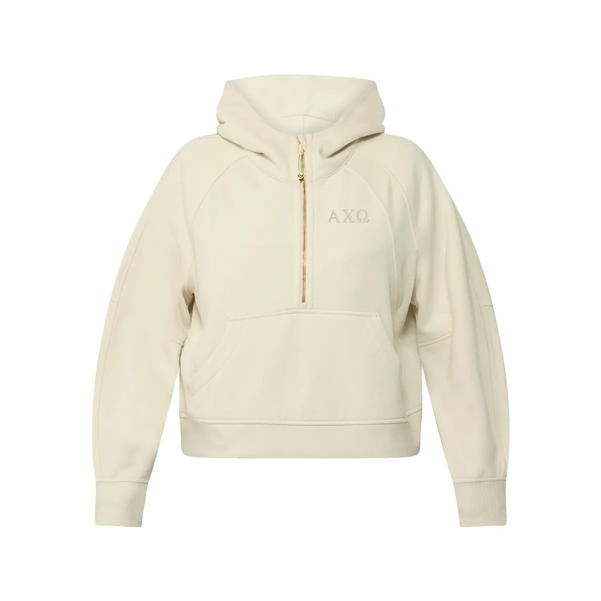 Alpha Chi Omega Lululemon Scuba Oversized Half-Zip Hoodie - Ivory & Gold 1