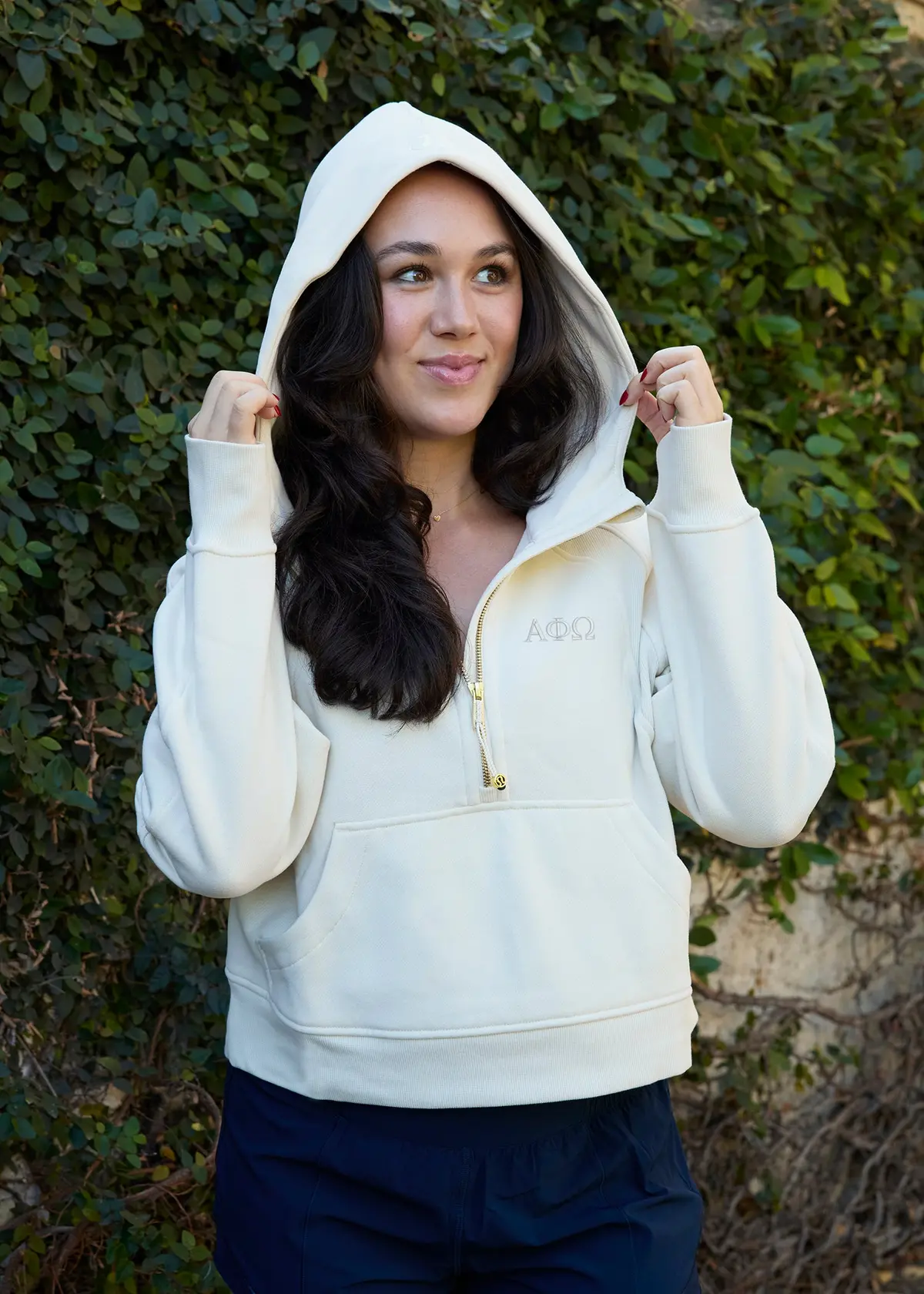 Limited Edition Alpha Phi Omega Lululemon Scuba Oversized Half-Zip Hoodie - Ivory & Gold 2