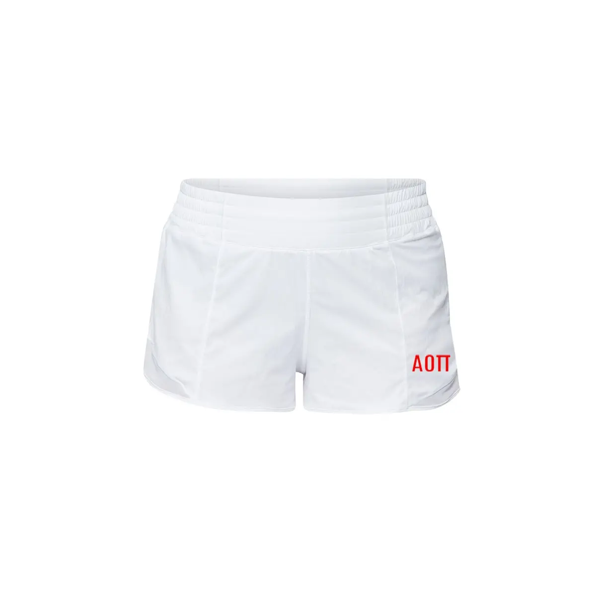 Alpha Omicron Pi Lululemon Hotty Hot High-Rise Lined Short 2.5" - White - Xi Omicron Parents Club 1