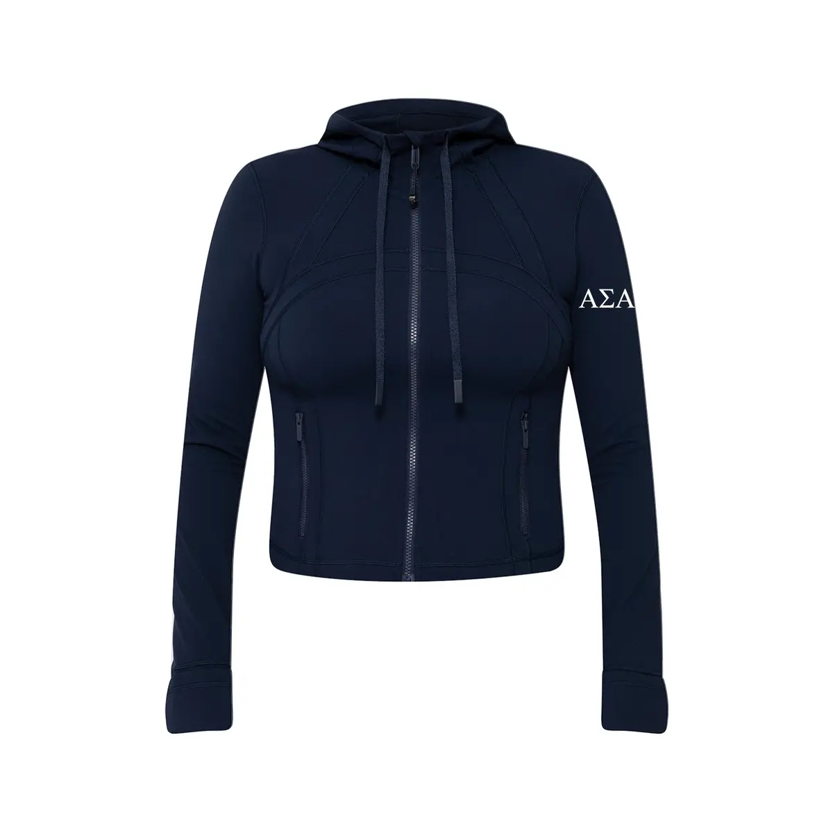Alpha Sigma Alpha Lululemon Define Cropped Hooded Jacket Nulu - Navy 1