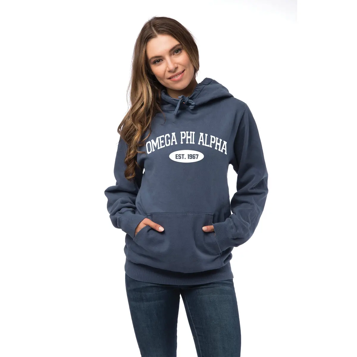Omega Phi Alpha Hooded Pullover Vintage Sweatshirt 2