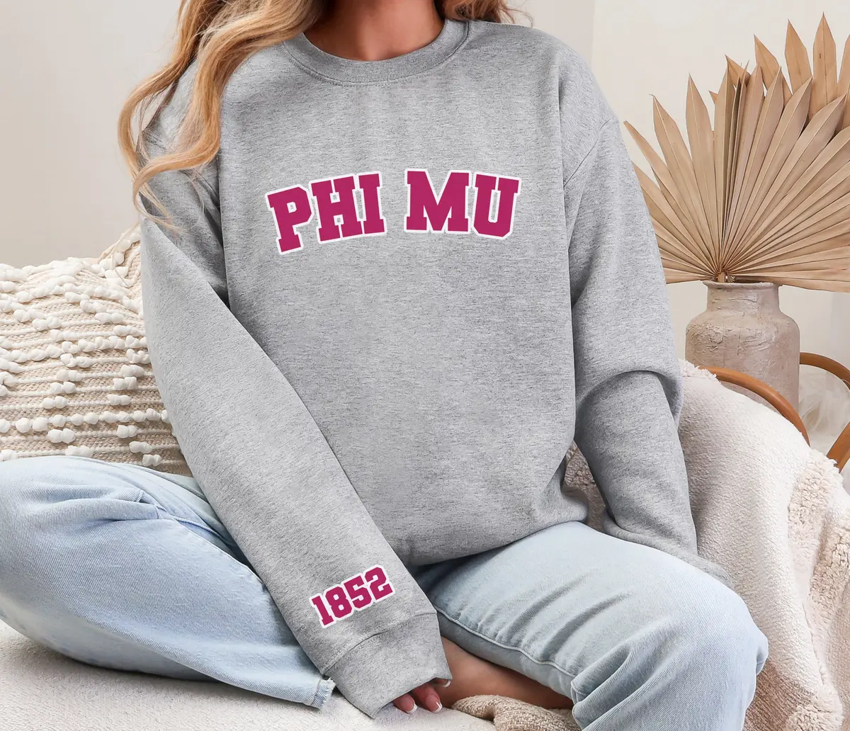Phi Mu Varsity Crewneck 1852 1