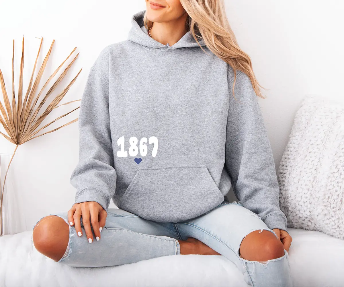 Pi Beta Phi Boxy Heart Pullover Hoodie - Grey 3