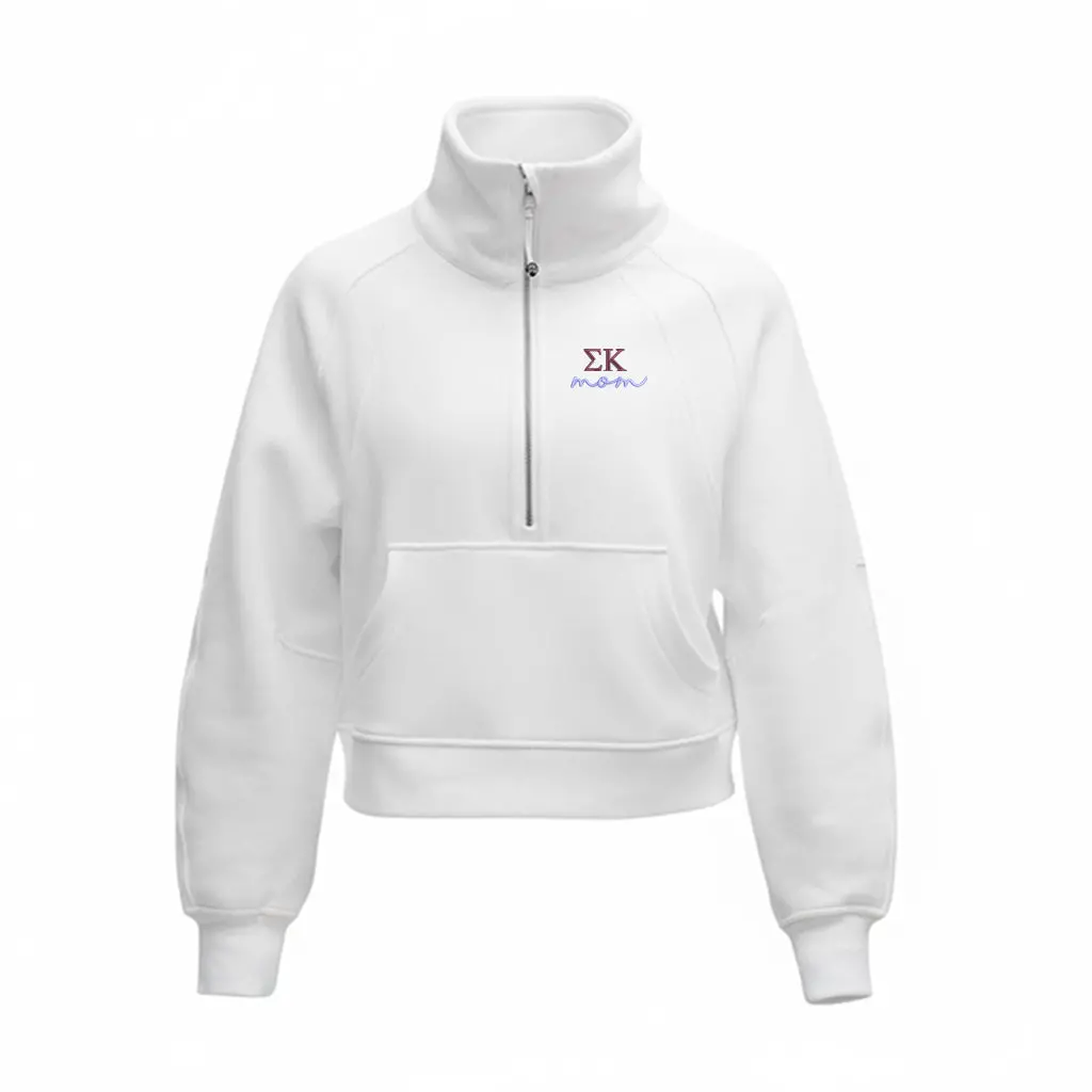 Sigma Kappa Mom Lululemon Scuba Oversized Funnel-Neck Half Zip - White 1